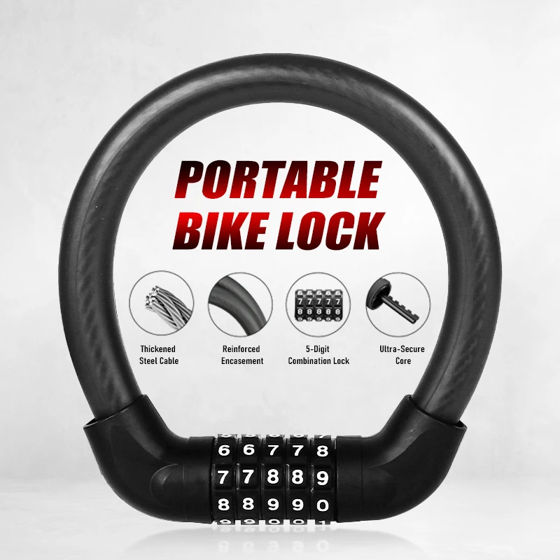 U Lock Heavy Duty - قفل دراجة بخمسة أرقام، قفل متين