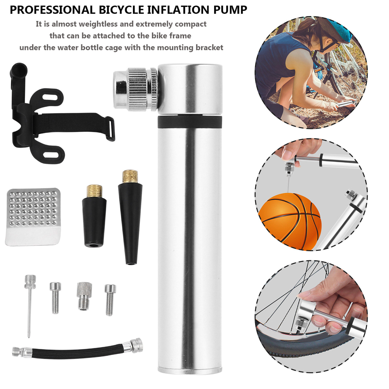 Bike Pump Frame Mount - طقم إصلاح ثقوب الإطارات للدراجات، طقم